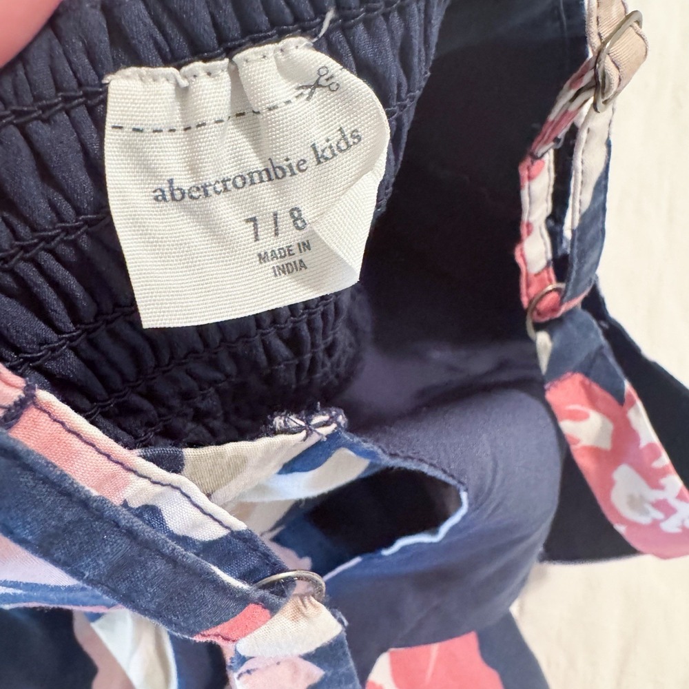 Abercrombie Kids Drop-Waist Poplin Dress Floral Girls Size 7/8 EUC Adjustable - Picture 9 of 9